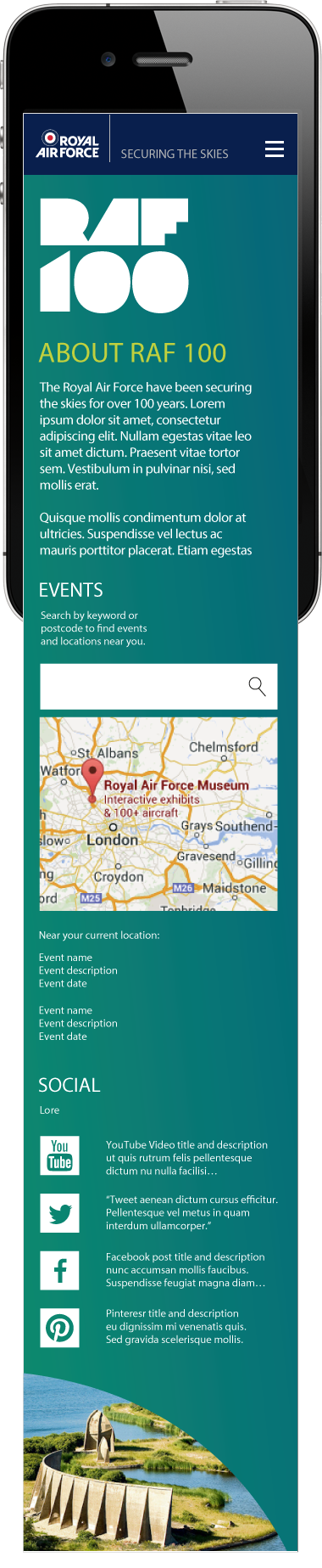 RAF 100 about page - mobile