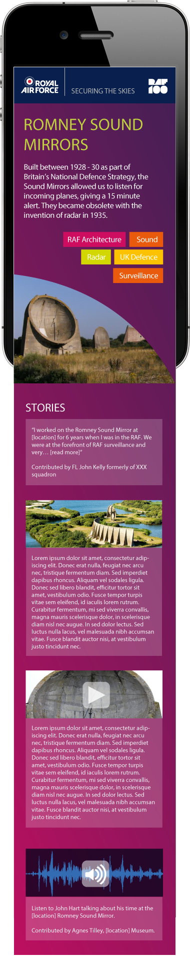 Romney Sound Mirrors object page - mobile 