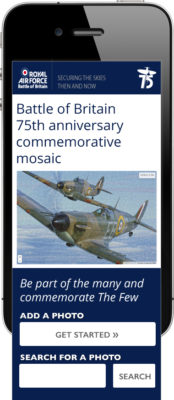 RAF Battle of Britain landing page - mobile