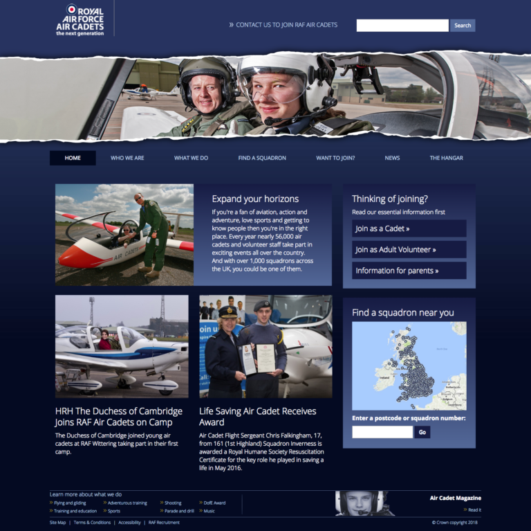 RAF Cadets homepage